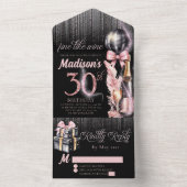 高級バラワインアダルト30歳の誕生日 オールインワン招待状 (内側)
