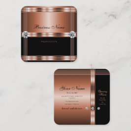 高級バラ金ゴールドとラインストーンフェイク付き黒 スクエア名刺