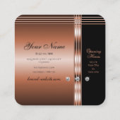 高級バラ金ゴールドとラインストーンフェイク付き黒 スクエア名刺 (裏面)