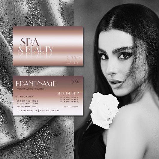 高級バラ金ゴールドカッコいい鏡文字とモノグラム 名刺