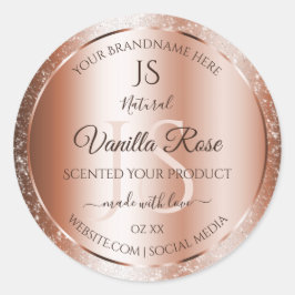 高級バラ金ゴールドグリッターイニシャル製品ラベル ラウンドシール