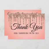 高級バラ金ゴールドグリッタードリップクーポン サンキューカード (正面/裏面)