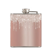 高級バラ金ゴールドグリッタードリップ付き名前/モノグラム フラスク (裏面)