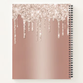 高級バラ金ゴールドグリッタードリップ付き名前/モノグラムN ノートブック (裏面)