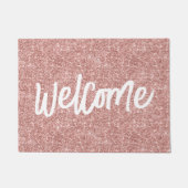 高級バラ金ゴールドグリッターブラシスクリプトウェルカム ドアマット (正面)