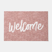 高級バラ金ゴールドグリッターブラシスクリプトウェルカム ドアマット (正面)