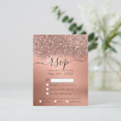 高級バラ金ゴールドグリッター紙吹雪メタリック結婚ズ 出欠カード (スタンド正面)