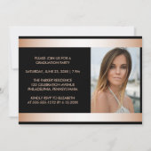 高級バラ金ゴールドグリーンフォト卒業 招待状 (裏面)