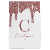 高級バラ金ゴールドスパークルドリッピンググリッターモノグラム ミディアムペーパーバッグ (裏面)