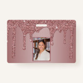 高級バラ金ゴールドドリッピンググリッターモノグラムフォト バッジ (裏面)