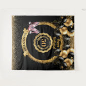 高級バラ金ゴールドハイヒール50th誕生日標識 タペストリー (正面(横))