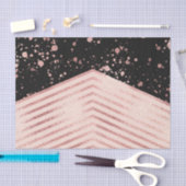 高級バラ金ゴールドピンクブラックシェブロン絵を描（ばちゃばちゃ）跳ねる 薄葉紙 (クラフト)