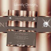 高級バラ金ゴールドブラウンスパークルダイヤモンドイニシャル 名刺