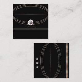 高級バラ金ゴールドブラックきらめくラフェイクイネストーンズ スクエア名刺