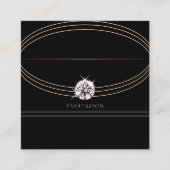 高級バラ金ゴールドブラックきらめくラフェイクイネストーンズ スクエア名刺 (正面)