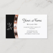 高級バラ金ゴールドブラックアンドホワイトイニシャルダイヤモンド 名刺 (裏面)
