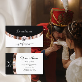 高級バラ金ゴールドブラックアンドホワイトイニシャルダイヤモンド 名刺