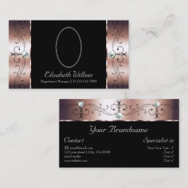 高級バラ金ゴールドブラックスクワイグド宝石と写真 名刺