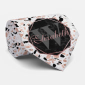 高級バラ金ゴールドヴィンテージ大理石抽象芸術テラゾ ネクタイ (ロール)