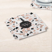 高級バラ金ゴールドヴィンテージ大理石抽象芸術テラゾ ペーパーコースター (アングル)