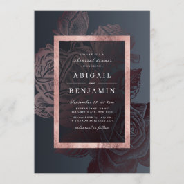 高級バラ金ゴールドヴィンテージ植物性リハーサルディナー 招待状