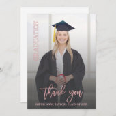 高級バラ金ゴールド卒業ありがとう写真 サンキューカード (正面/裏面)