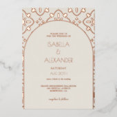高級バラ金ゴールド地中海のタイルアー結婚チズ 箔招待状 (正面)