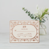 高級バラ金ゴールド地中海のタイルウェディングRSVP 箔シーズンポストカード (立ち正面)