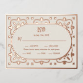 高級バラ金ゴールド地中海のタイルウェディングRSVP 箔シーズンポストカード (正面)