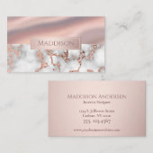 高級バラ金ゴールド大理石きらめくフォイルモノグラム 名刺 (正面/裏面)