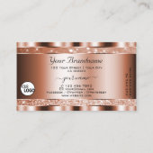 高級バラ金ゴールド発光グリッタースター追加ロゴ 名刺 (裏面)