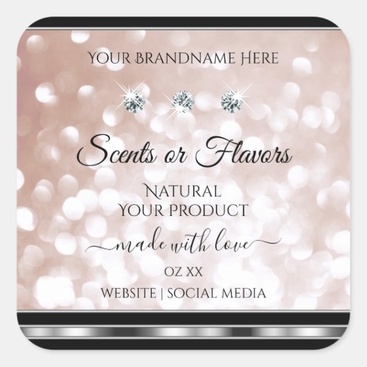 高級バラ金ゴールド製品ラベルズブルジュエリー スクエアシール (正面)