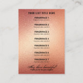 高級バラ金ゴールド製品価格リストカード 名刺 (裏面)