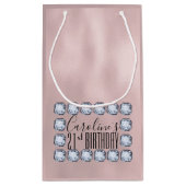 高級バラ金ゴールド誕生日ガラステクスチャ スモールペーパーバッグ (裏面)