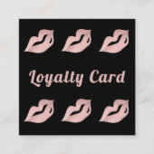 高級バラ金ゴールド&ブラックリップグラマーロイヤリティカード スクエア名刺 (正面)