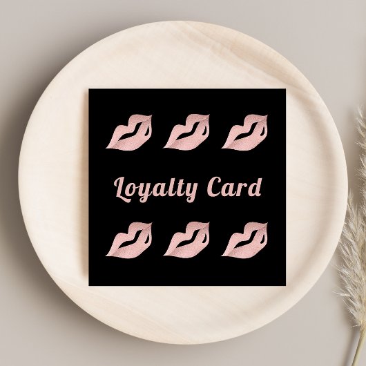 高級バラ金ゴールド&ブラックリップグラマーロイヤリティカード スクエア名刺