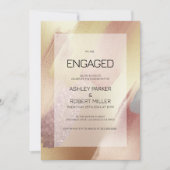 高級バラ-金ゴールドおよびグレーブラシストローク 招待状 (正面)