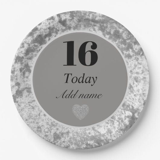 高級パーソナライズされたベルベットプレート16th ペーパープレート (正面)