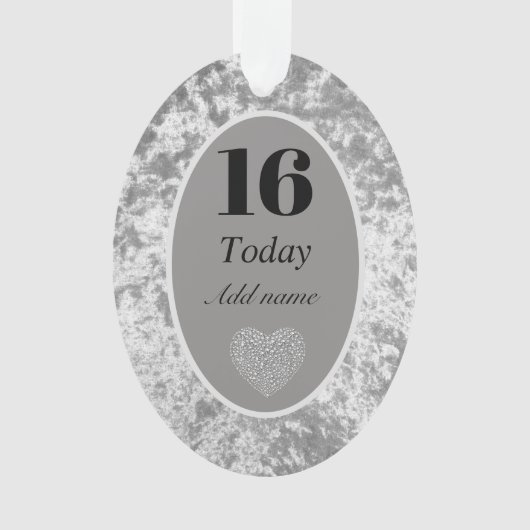 高級パーソナライズされたベルベット誕生日オーナメント16th オーナメント (正面)