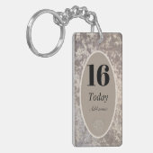 高級パーソナライズされたベルベット誕生日キーチェーン16th キーホルダー (正面左)