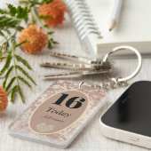 高級パーソナライズされたベルベット誕生日キーチェーン16th キーホルダー (正面右)