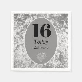 高級パーソナライズされたベルベット誕生日ナプキンス16th スタンダードカクテルナプキン