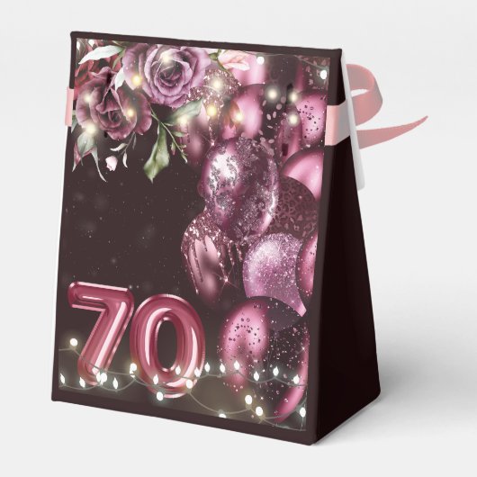 高級パーソナライズされたワイン&バルーン70誕生日 フェイバーボックス (裏面サイド)