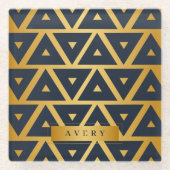 高級パーソナライズされた幾何学的パターン ガラスコースター (正面)