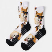 高級パーソナライズされた犬の柄の靴下 ソックス (左)