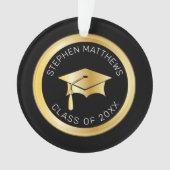高級パーソナライズされた金ゴールド卒業キャップとタッセル オーナメント (正面)