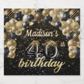 高級パーソナライズされた40歳の誕生日 スパークリングワインラベル (シングルラベル)