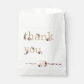 高級パーソナライズされた70番目の誕生日金ゴールドフローラ フェイバーバッグ (正面)