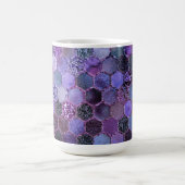 高級パープルメタルフォイルグリッターハニカムパターン コーヒーマグカップ (中央)