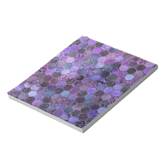 高級パープルメタルフォイルグリッターハニカムパターン ノートパッド (回転)